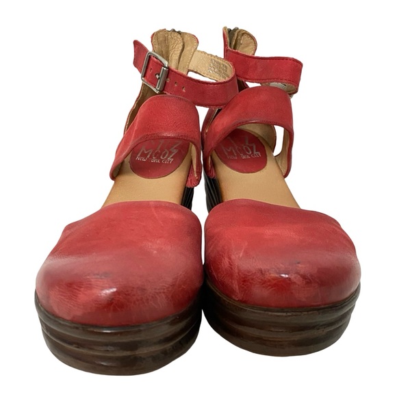 Miz Mooz Amia Wedge Mary Jane Shoes Womens Size 9 39 Red Closed Toe Sandal - Picture 5 of 14